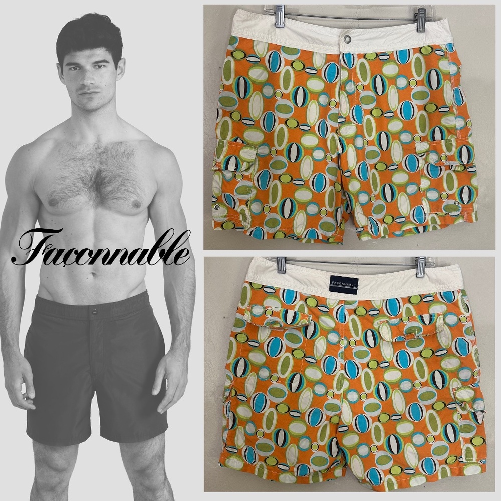 Faconnable Swim Trunks Large Gently worn 100% nylon 36" waist 6.5" inseam